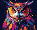 Vibrant splatter owl paint by numbers kit for beginners