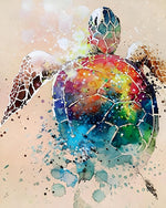 Vibrant watercolour sea turtle cross stitch kit for beginners