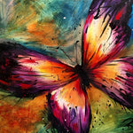 Vibrant watercolour splatter butterfly cross stitch kit for beginners