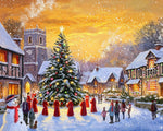 Village carol singers and christmas tree cross stitch kit for beginners