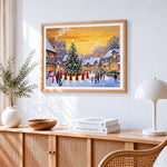 Village carol singers and christmas tree paint by numbers artwork displayed on wall as home decor