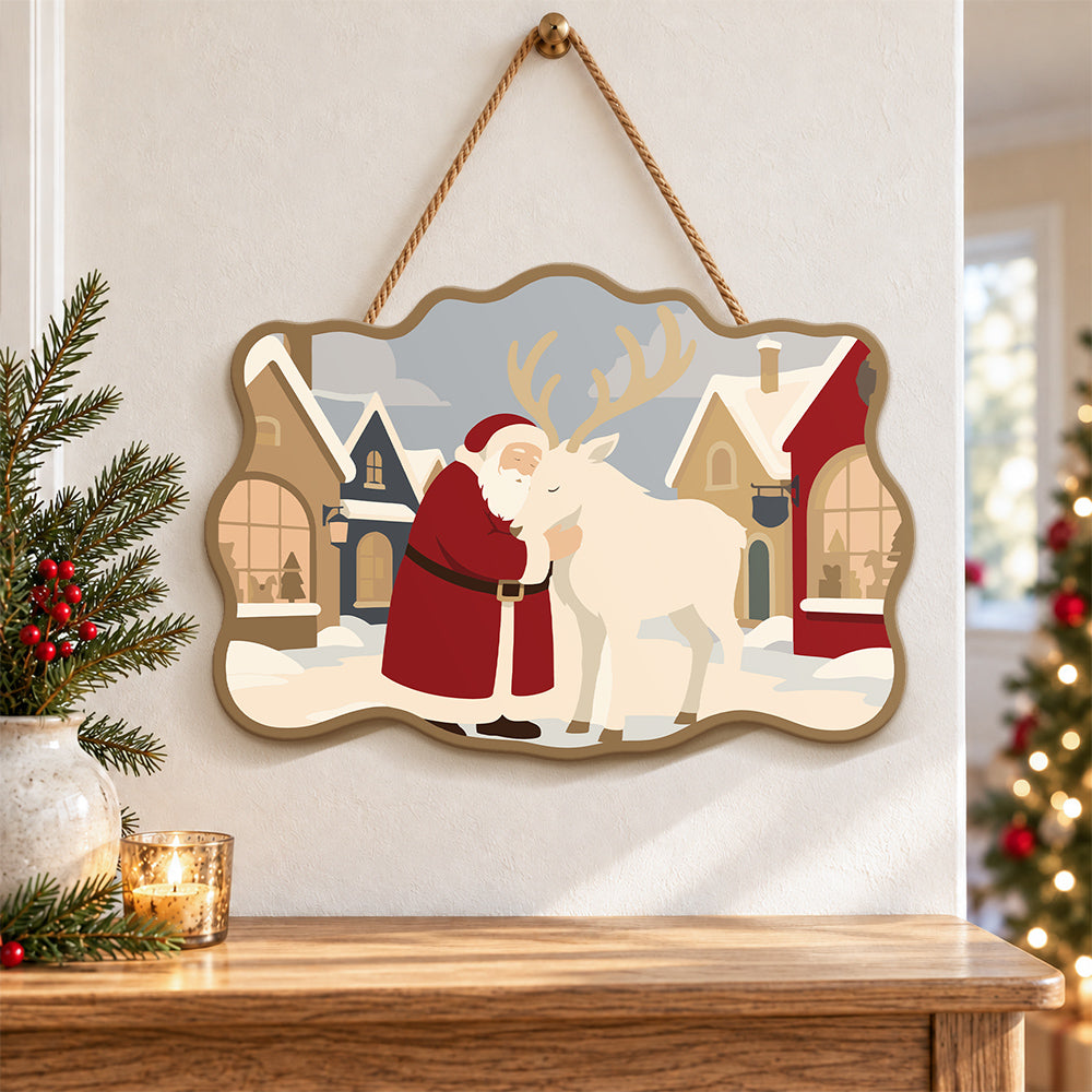 Village santa embrace paint by numbers door hanger as indoor wall decor