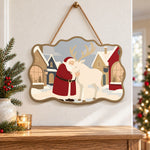 Village santa embrace paint by numbers door hanger as indoor wall decor