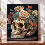 Vintage bloom skull pearl diamond painting kit for beginners