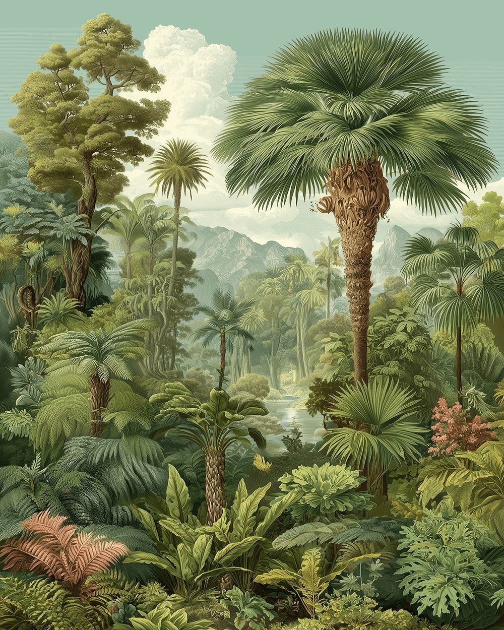 Vintage botanical tropical jungle cross stitch kit for beginners