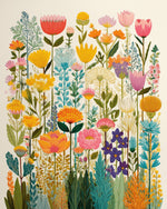 Vintage botanical wildflowers cross stitch kit for beginners