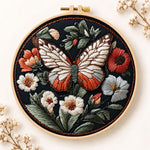 Vintage butterfly and poppies embroidery kit