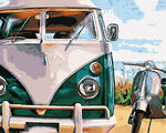 Vintage camper van and scooter cross stitch kit for beginners