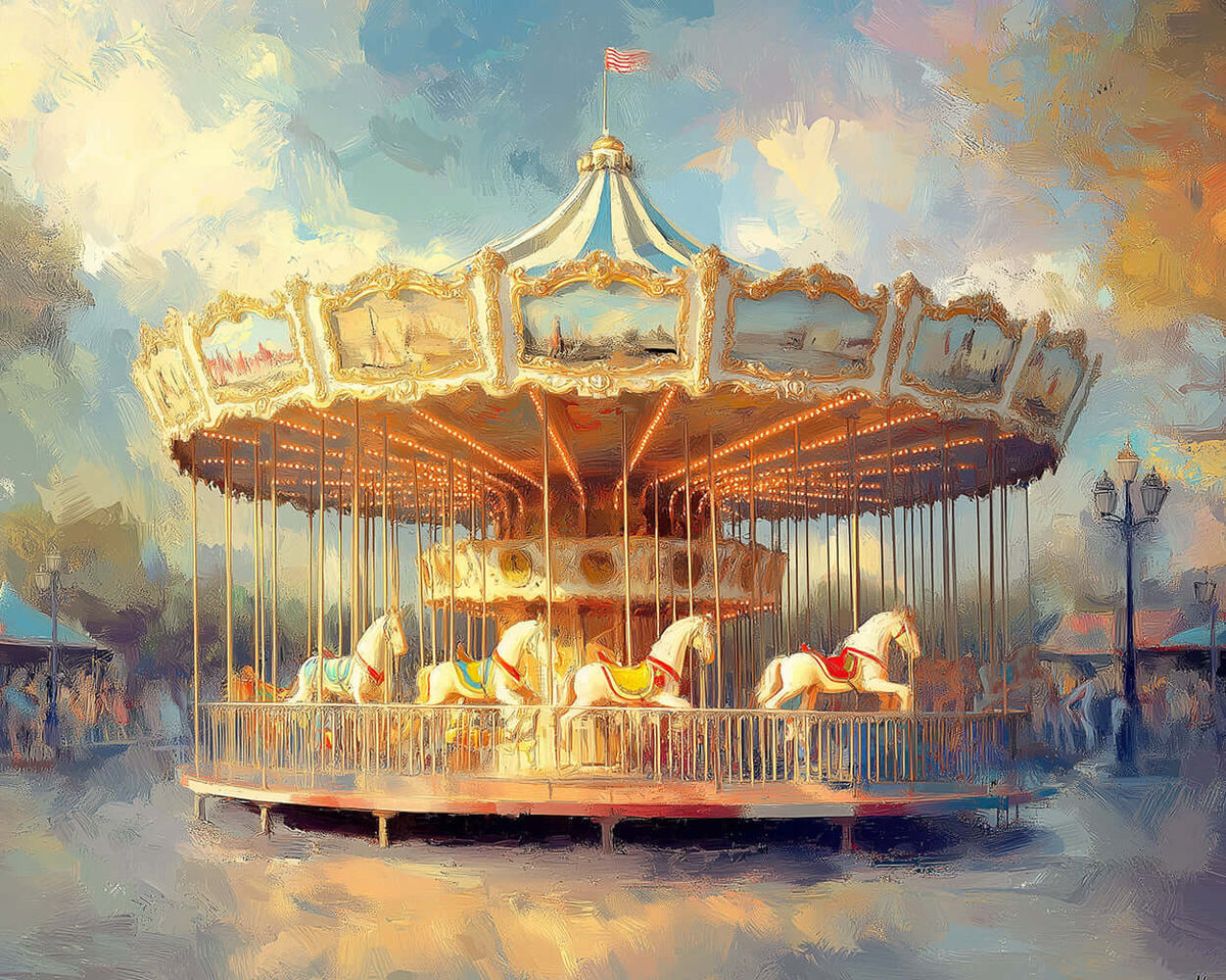 Vintage carousel cross stitch kit for beginners