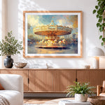 Finished vintage carousel paint by numbers artwork displayed as home decor