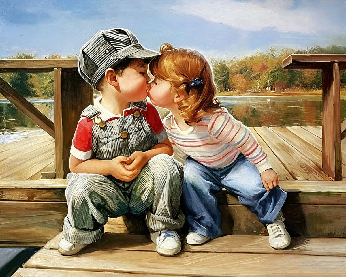 Vintage childhood sweethearts paint by numbers kit for beginners