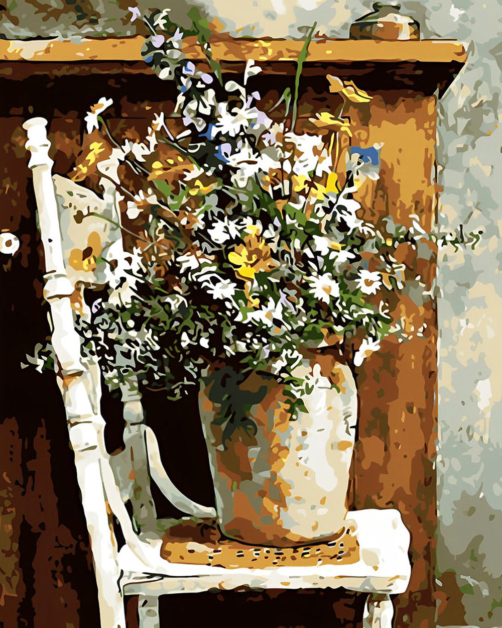 Vintage daisy still life paint by numbers kit for beginners