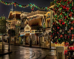 Vintage festive high street at night paint by numbers kit for beginners