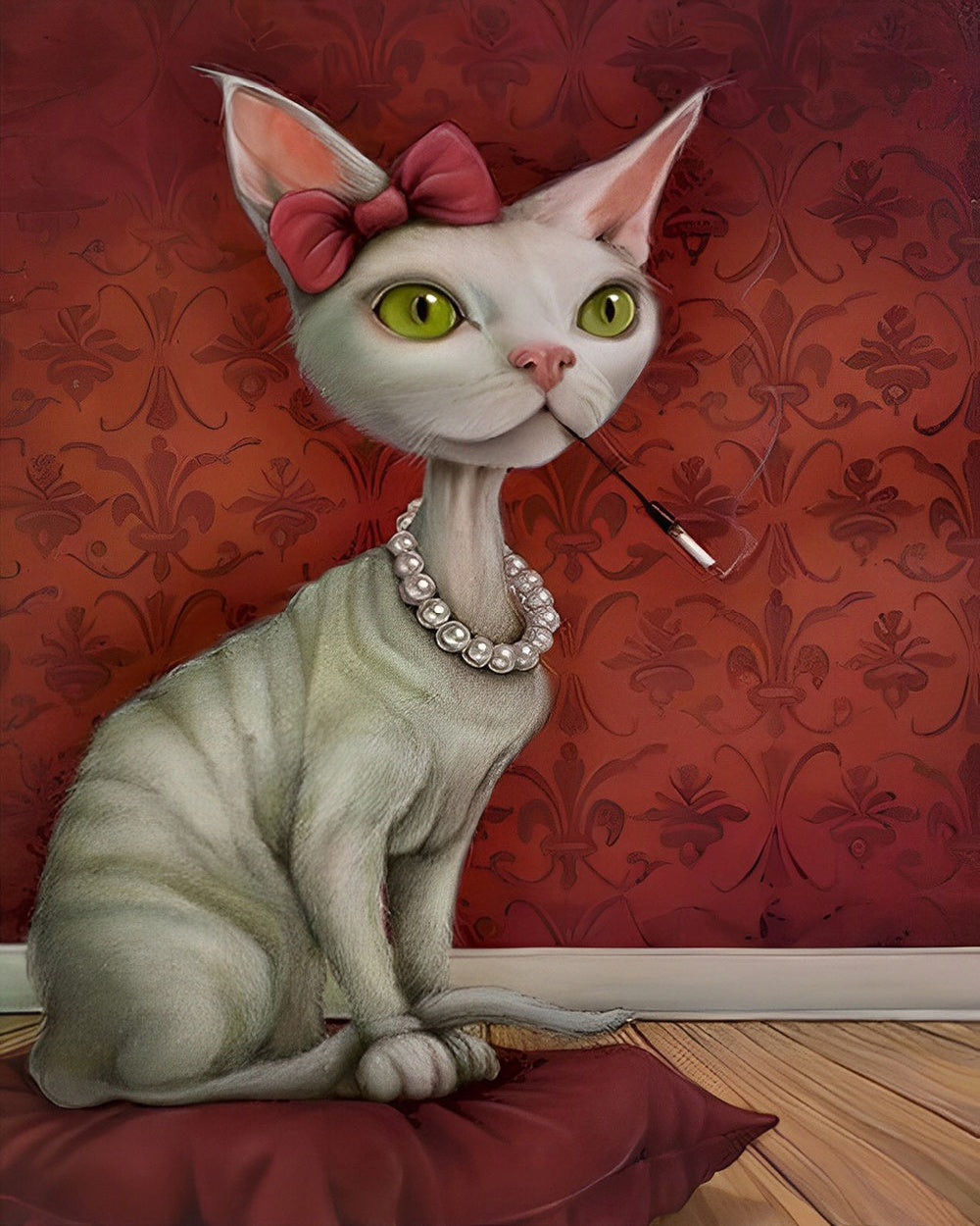 Vintage glamour cat cross stitch kit for beginners