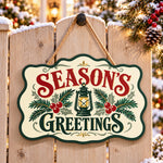Vintage holiday wishes paint by numbers door hanger on a garden gate