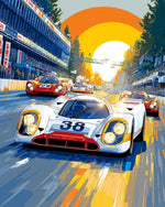 Vintage racing cars cross stitch kit for beginners