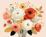Vintage ranunculus and poppies bouquet cross stitch kit for beginners