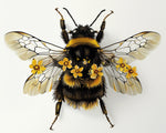 Vintage style bee with flowers paint by numbers kit for beginners