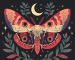 Vintage style moth and moon cross stitch kit for beginners