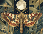 Vintage style moth with full moon paint by numbers kit for beginners