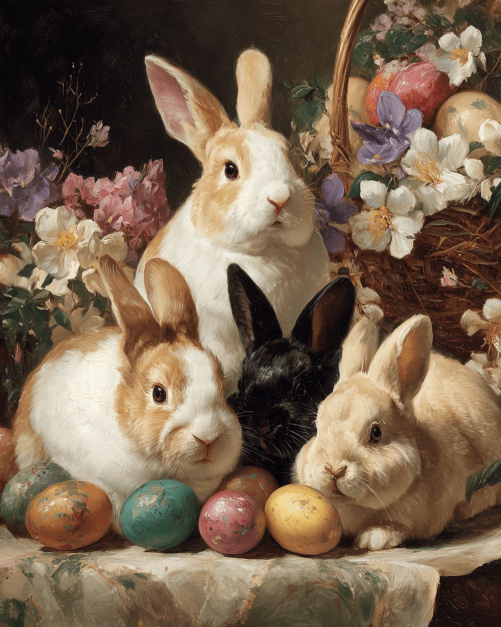 Vintage style rabbits and easter eggs cross stitch kit for beginners