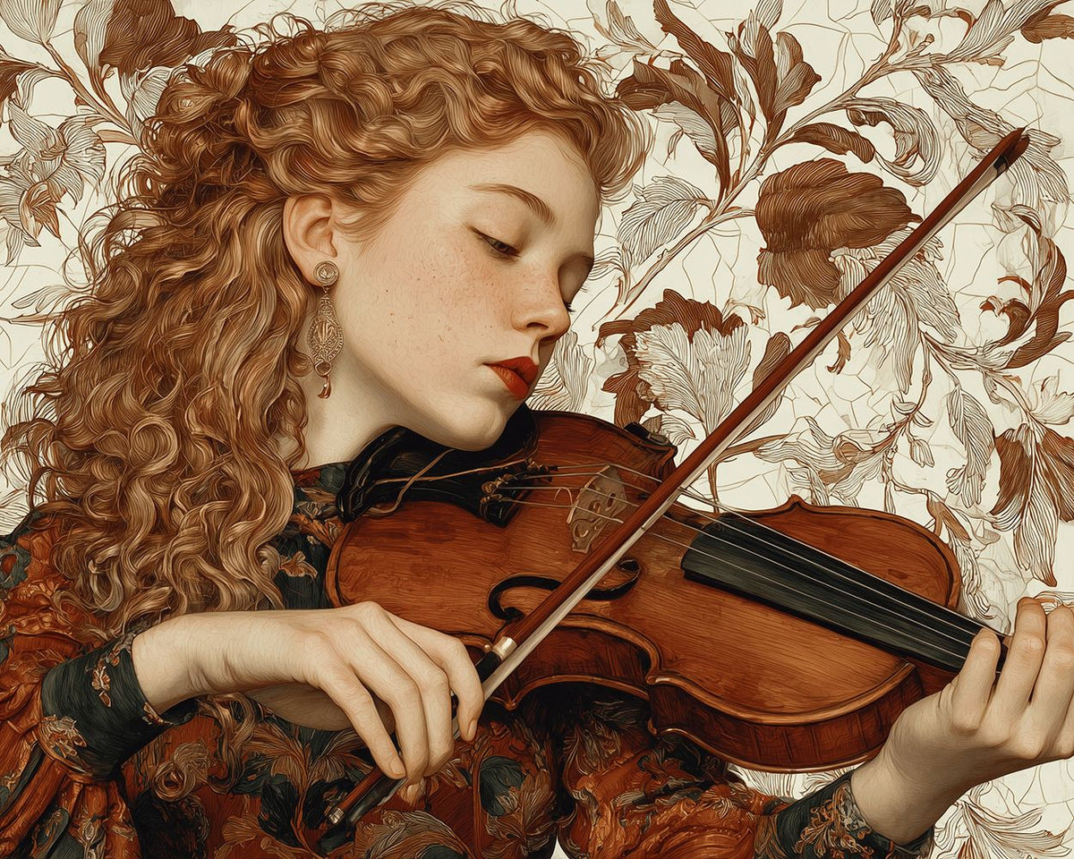 Vintage violinist cross stitch kit for beginners