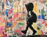Walking boy graffiti cross stitch kit for beginners