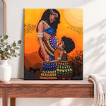 Finished warm motherly bond pearl diamond painting artwork displayed as home decor