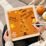 Creating handmade warm tone punk xmas tree punch needle artwork