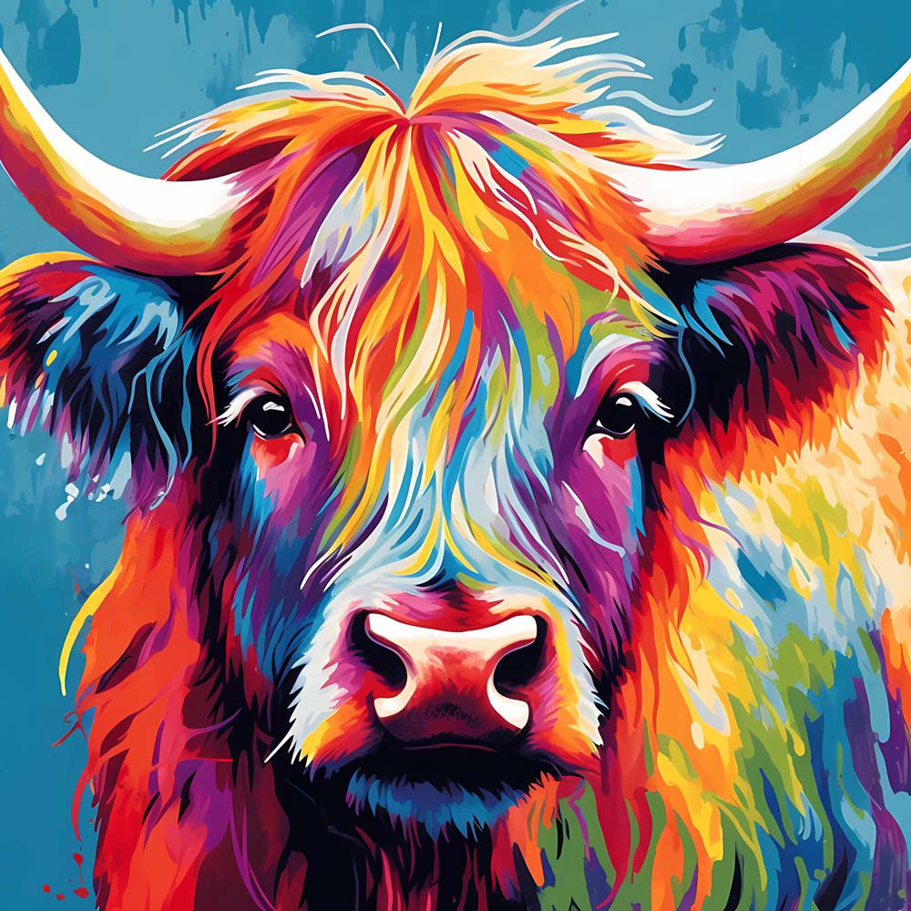 Warm toned highland cow cross stitch kit for beginners
