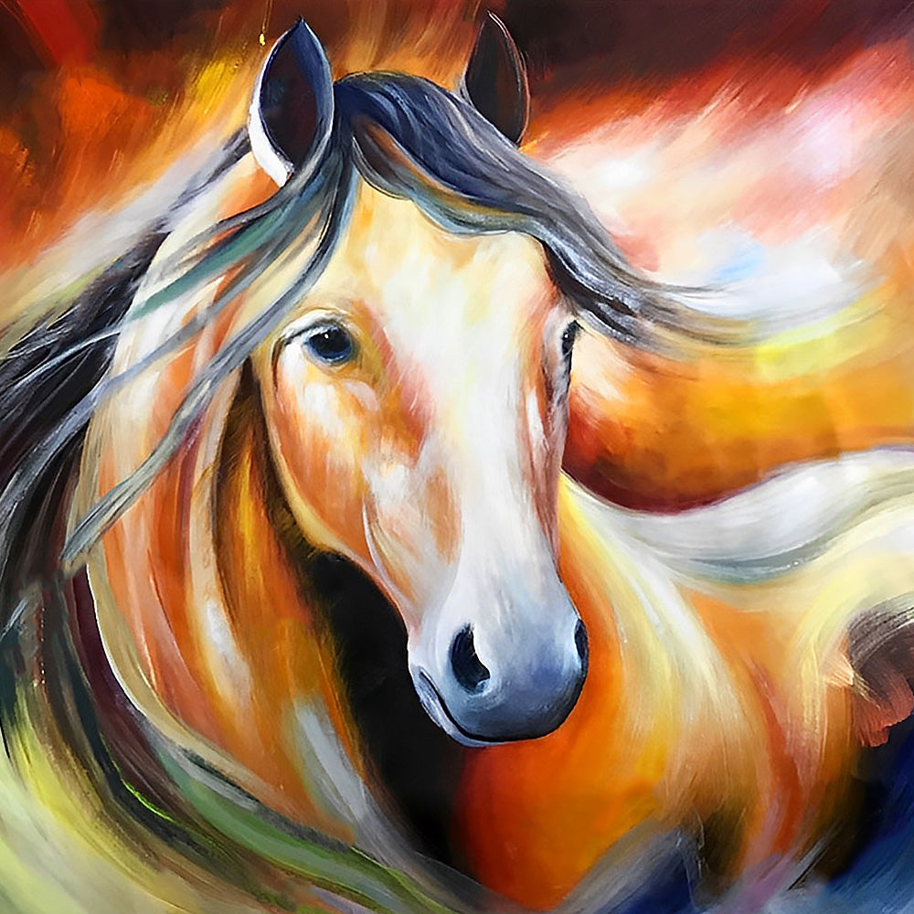 Warm tones horse portrait cross stitch kit for beginners
