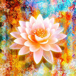 Water lily on colourful abstract background cross stitch kit for beginners