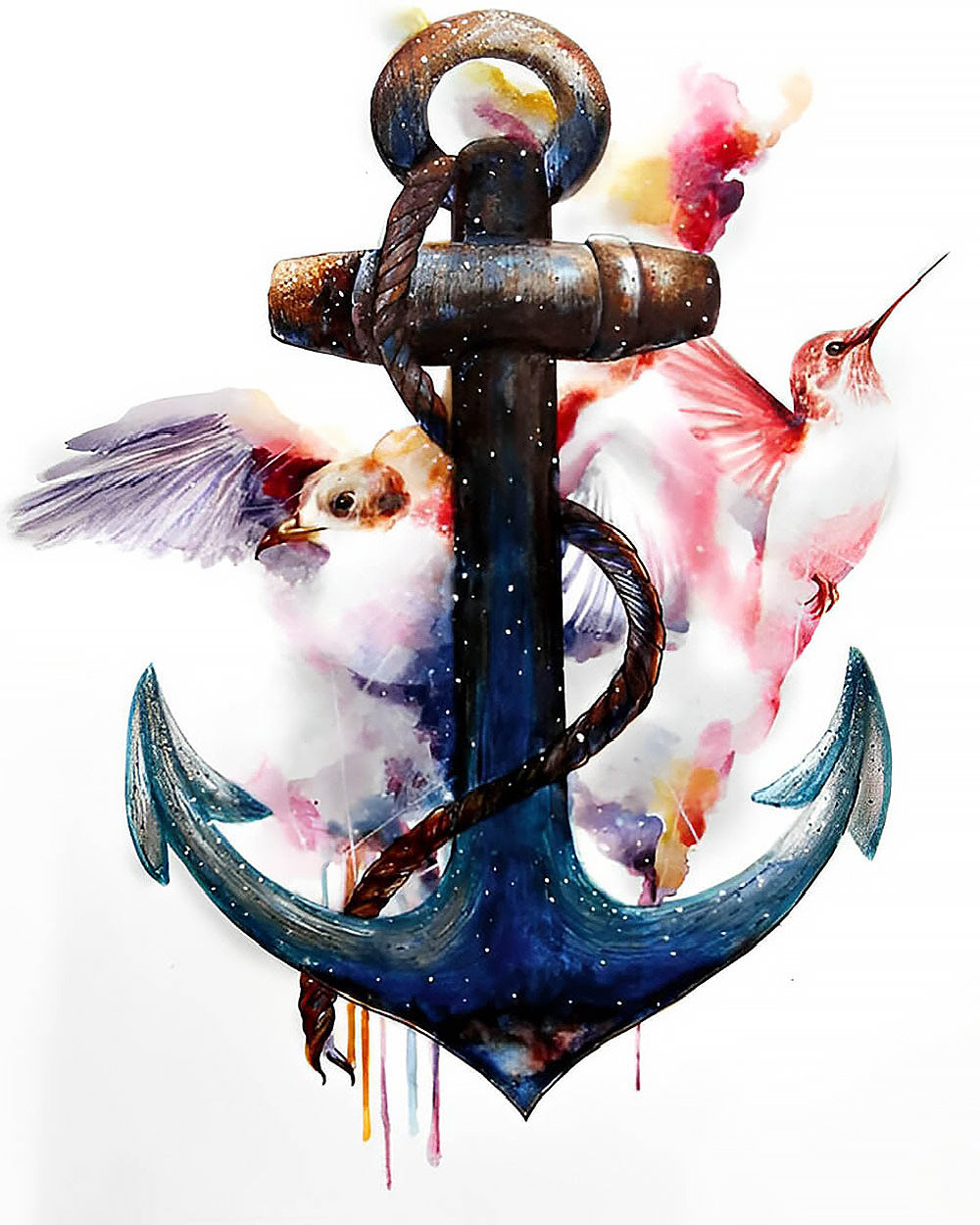 Watercolour anchor and birds cross stitch kit for beginners