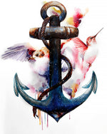 Watercolour anchor and birds paint by numbers kit for beginners