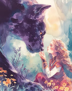 Watercolour black panther and girl cross stitch kit for beginners