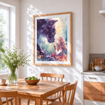 Watercolour black panther and girl paint by numbers artwork displayed on wall as home decor