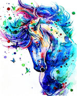Watercolour blue horse cross stitch kit for beginners