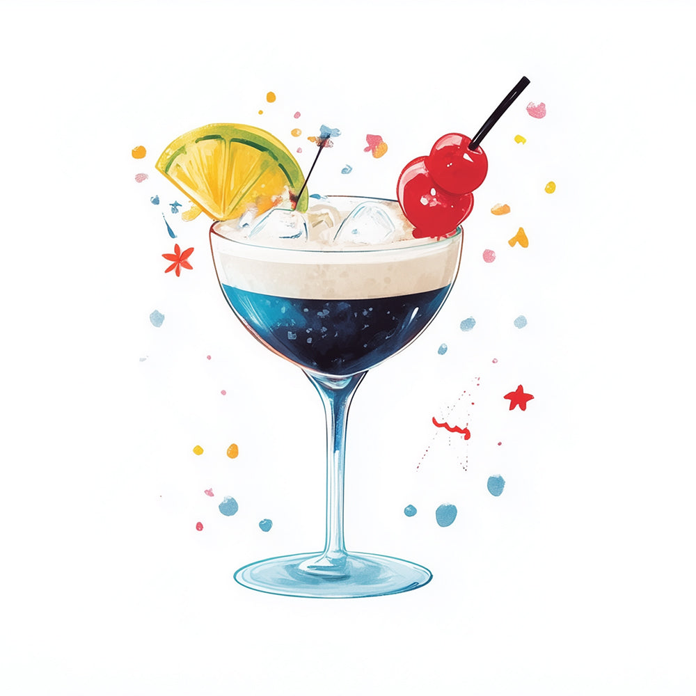 Watercolour blue lagoon cocktail cross stitch kit for beginners