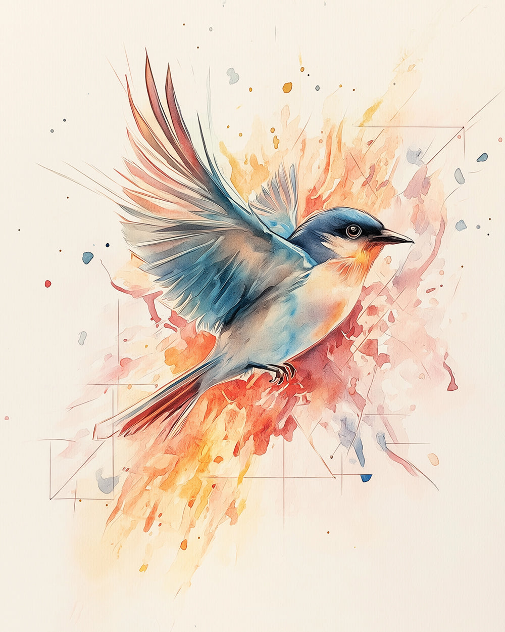 Watercolour bluebird in flight cross stitch kit for beginners