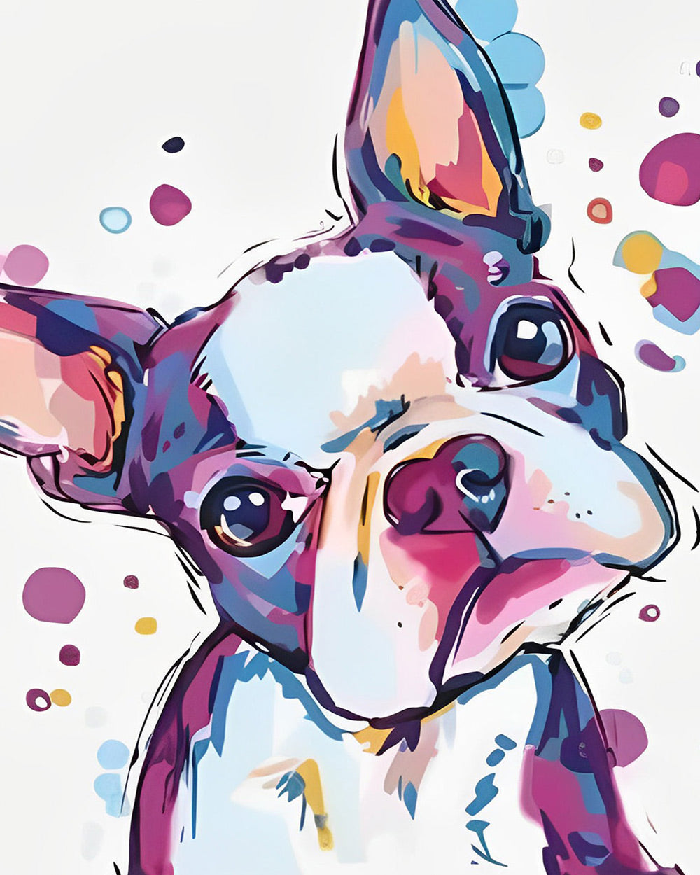 Watercolour boston terrier cross stitch kit for beginners