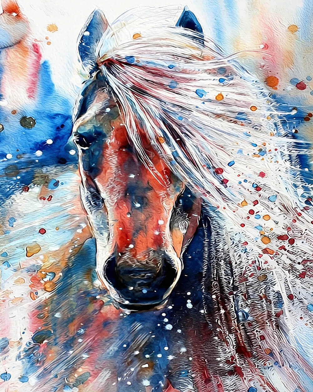 Watercolour brown horse cross stitch kit for beginners