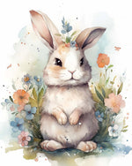 Watercolour bunny with flowers cross stitch kit for beginners