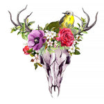 Watercolour deer skull with bird and flowers cross stitch kit for beginners