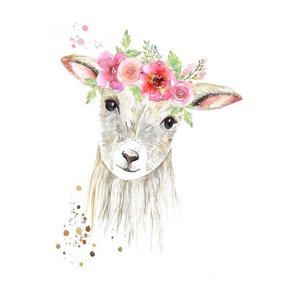Watercolour deer with flower crown cross stitch kit for beginners