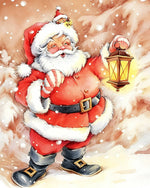 Watercolour father christmas with lantern cross stitch kit for beginners