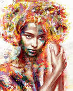 Watercolour floral afro woman cross stitch kit for beginners
