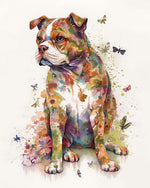 Watercolour floral bulldog and butterflies paint by numbers kit for beginners