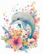 Watercolour floral dolphin cross stitch kit for beginners
