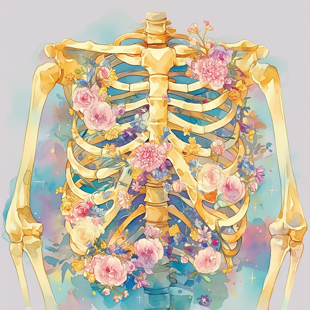 Watercolour floral ribcage cross stitch kit for beginners