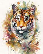 Watercolour floral tiger cross stitch kit for beginners